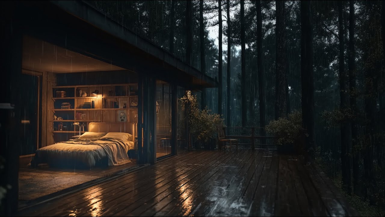 🌧️ Lluvia de Medianoche en Cabaña del Bosque • Relajación Profunda y Sueño en Paz