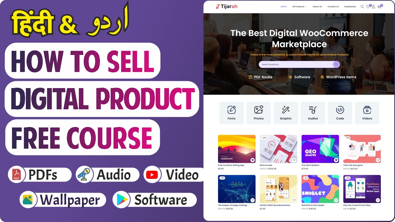 Hindi - How to Make a FREE Digital Downloadable Products Selling eCommerce Website with WordPress