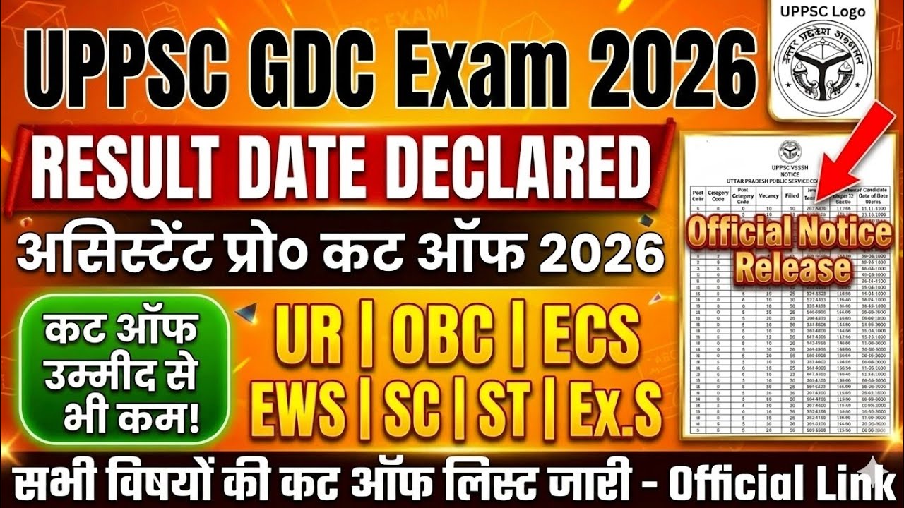 UP GDC Assistant Professor Expected Cut Off 2026 🎯 | UP GDC Safe Score 2026