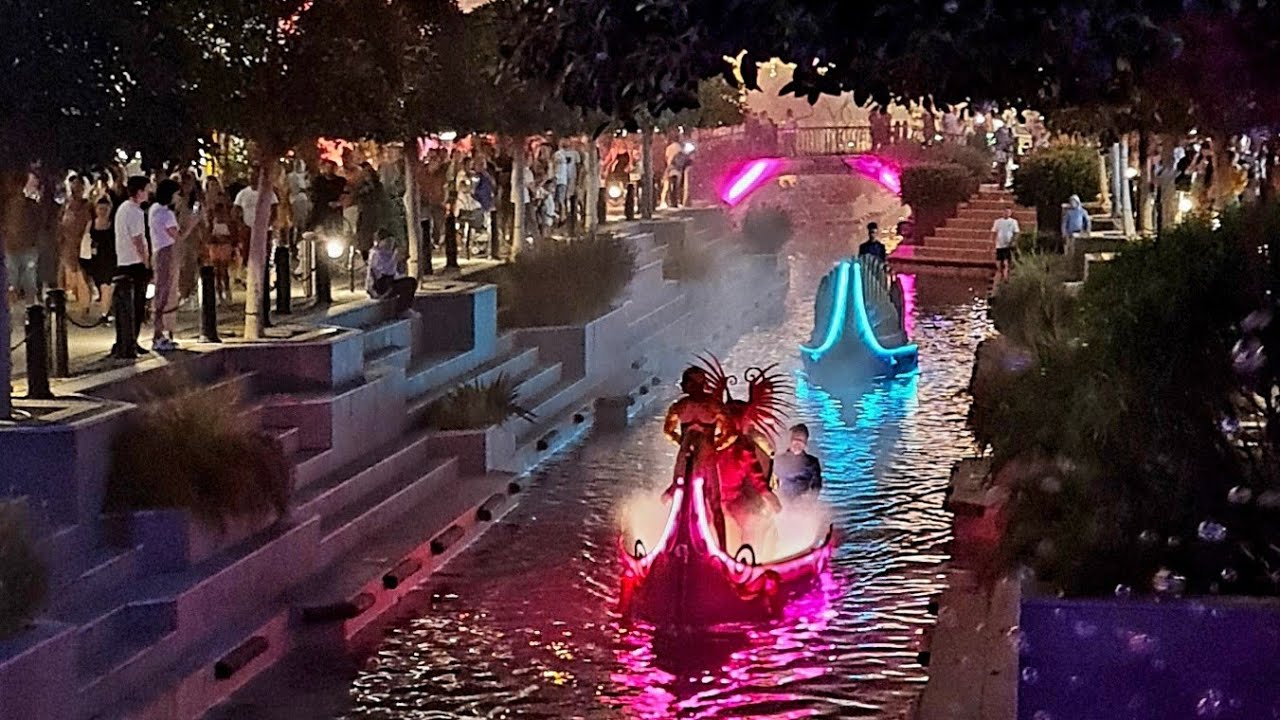 Musical Boat Parade Show The Land of Legends, Evening Fountain show along the Shopping Avenue Turkey