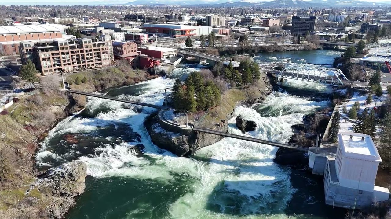 Spokane Falls and Spokane River in 4k