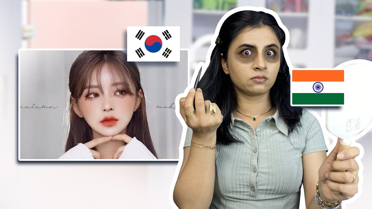 INDIAN Girl Tries KOREAN Makeup 😶