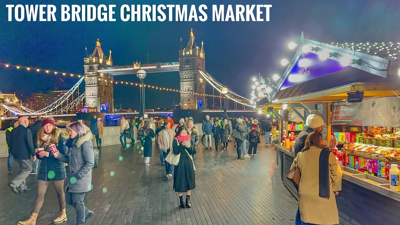 London Tower Bridge Christmas Market Tour from Borough Market | London Winter Walk 2023 [4K HDR]