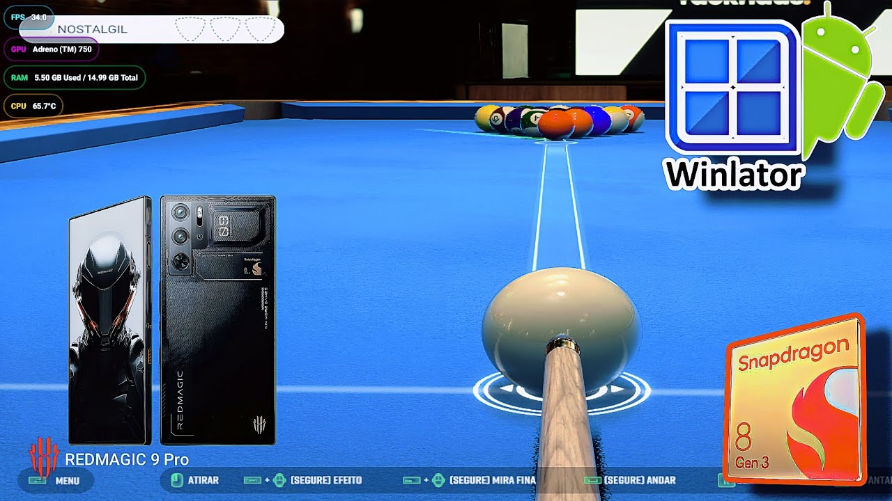 PURE POOL PRO\JOGO DE SINUCA NO CELULAR ANDROID\ PRA QUEM CURTE ESTA AÍ - SD8GEN3