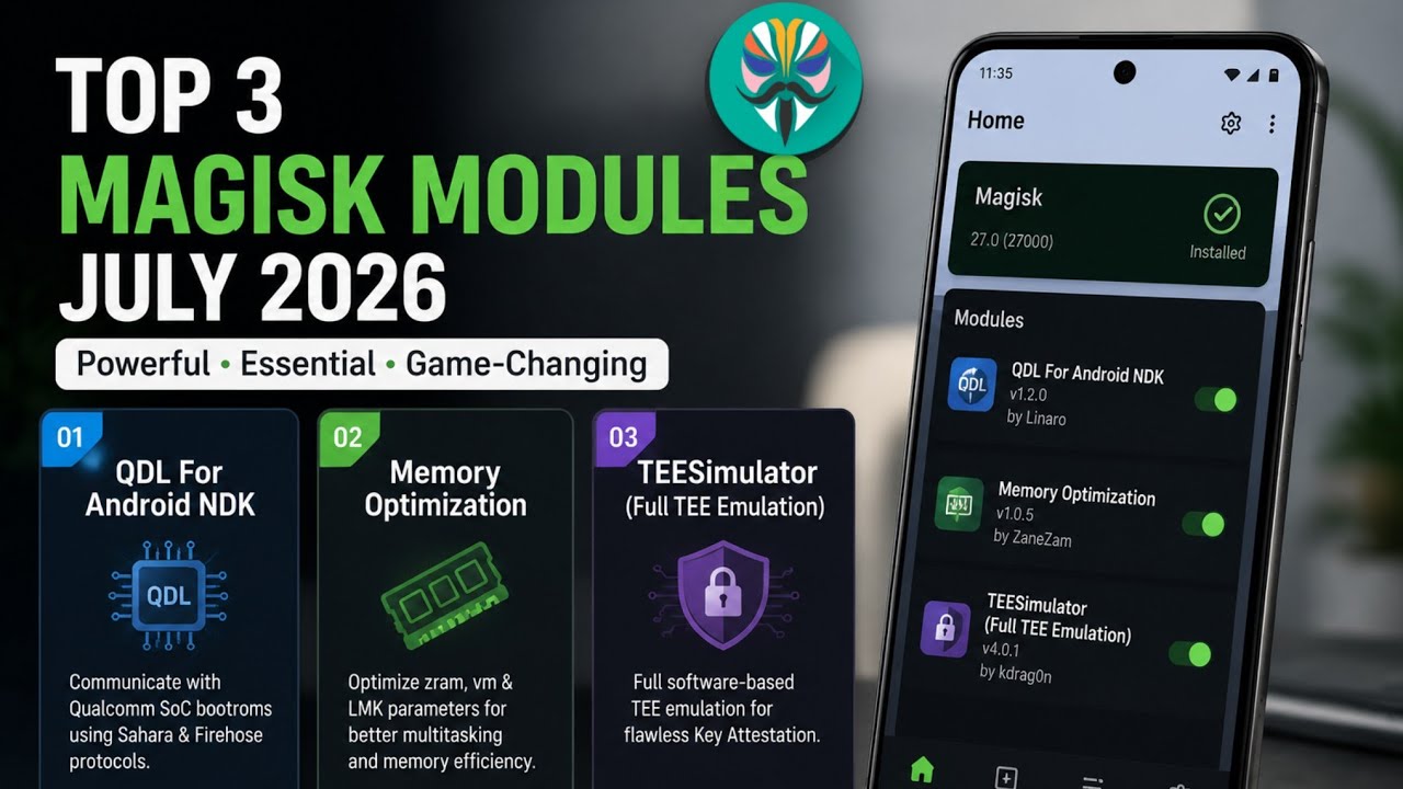 Top 3 MUST HAVE Magisk Modules July 2026! 🔥 (TEESimulator, QDL, RAM Optimizer) 🚀
