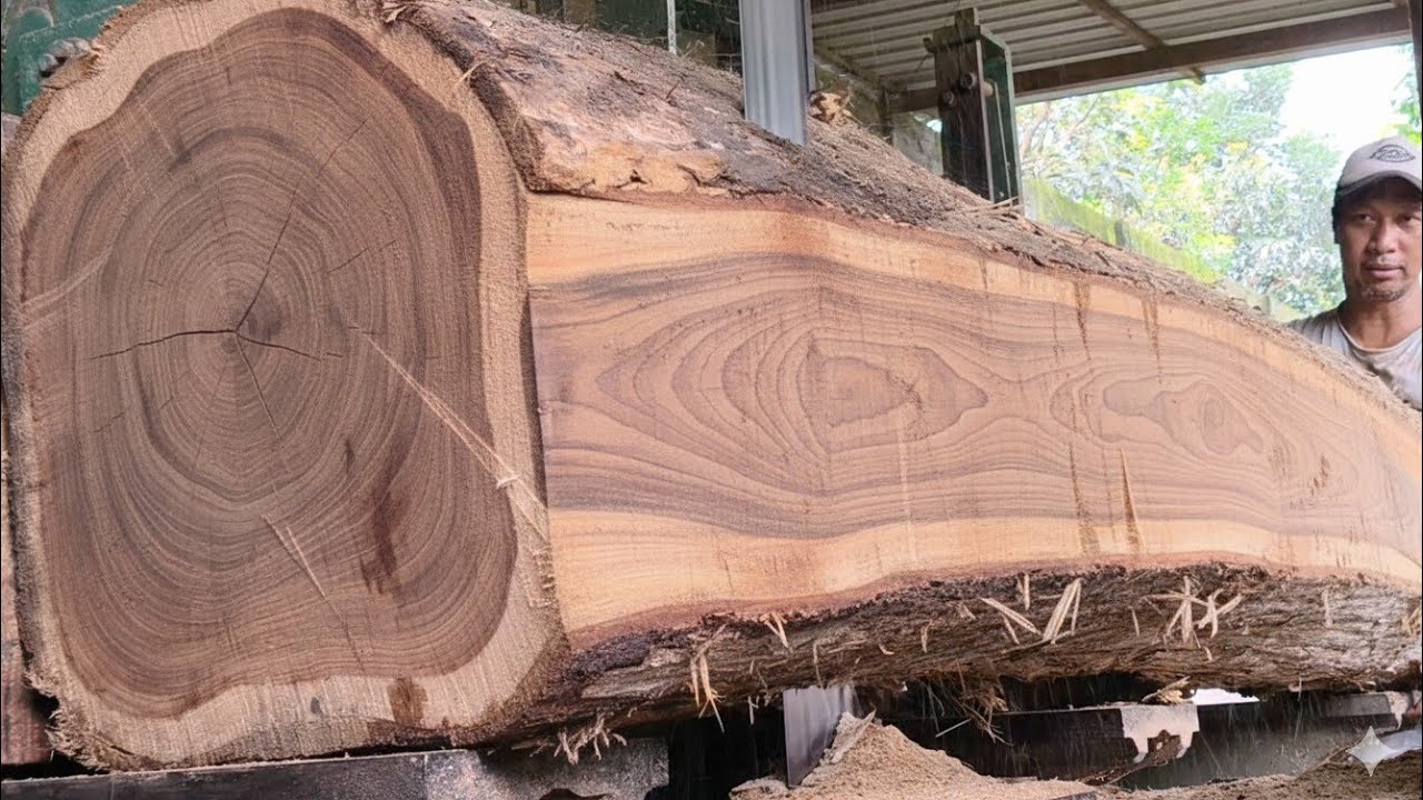 A very scary saw machine, in seconds it cuts the wood in front of it.