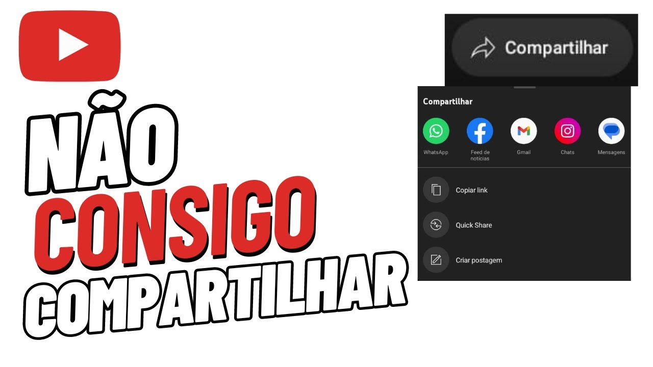 N&atilde;o consigo compartilhar Link Do v&iacute;deos do YouTube