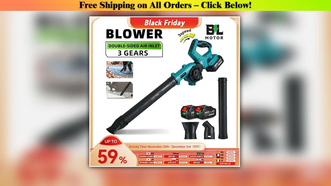 NEWBENY Electric Blower 270 Rotation Adjustment 3 Gears Cordless Leaf Vacuum Dust Snow Cleannig