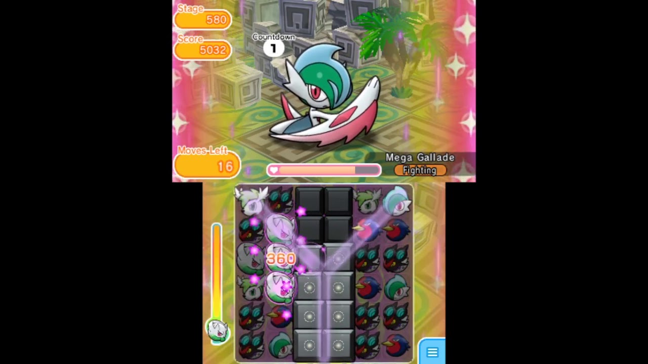 Pokemon Shuffle Stage 580 Mega Gallade S Rank (+5 moves only) | No Ribombee, no Flap