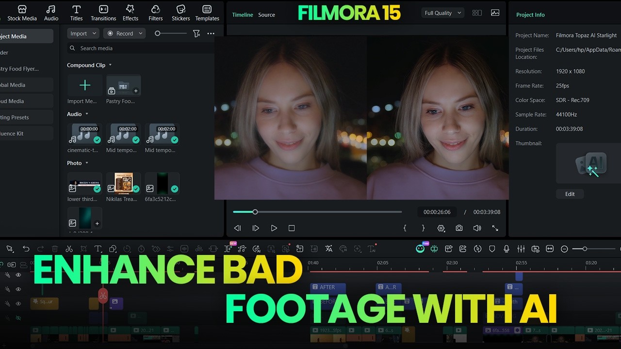 Как улучшить качество старых фильмов и семейных видео до 4K/8K | Filmora 15.2 AI Video Enhancer