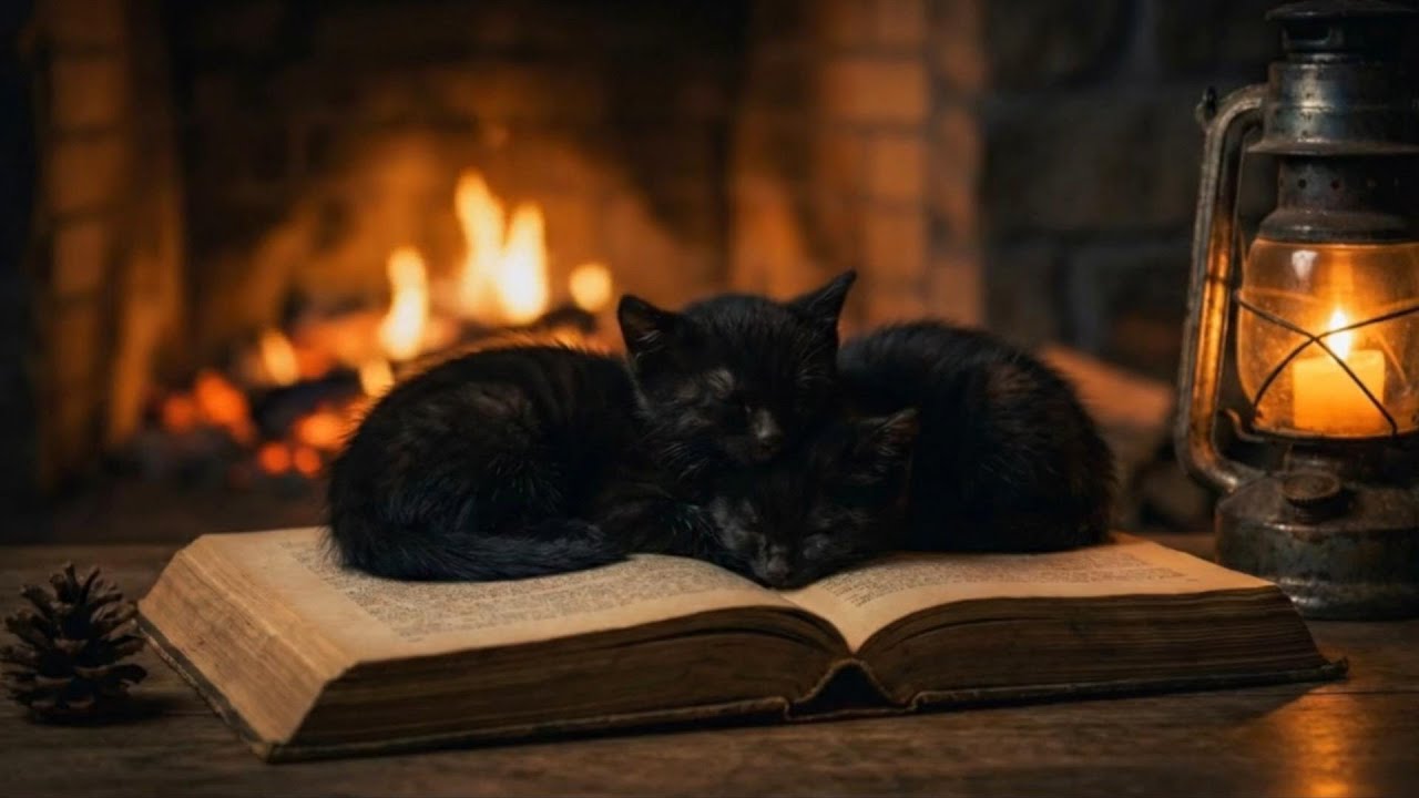 Can’t Sleep? 2 Tiny Black Kittens & Fireplace Sounds Will Knock You Out.