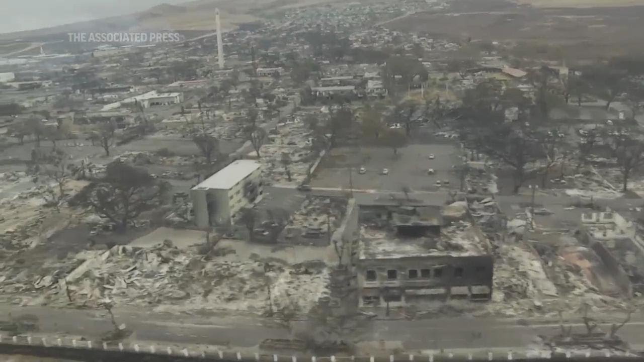 Flyover of Maui show a town reduced to rubble by the wildfires