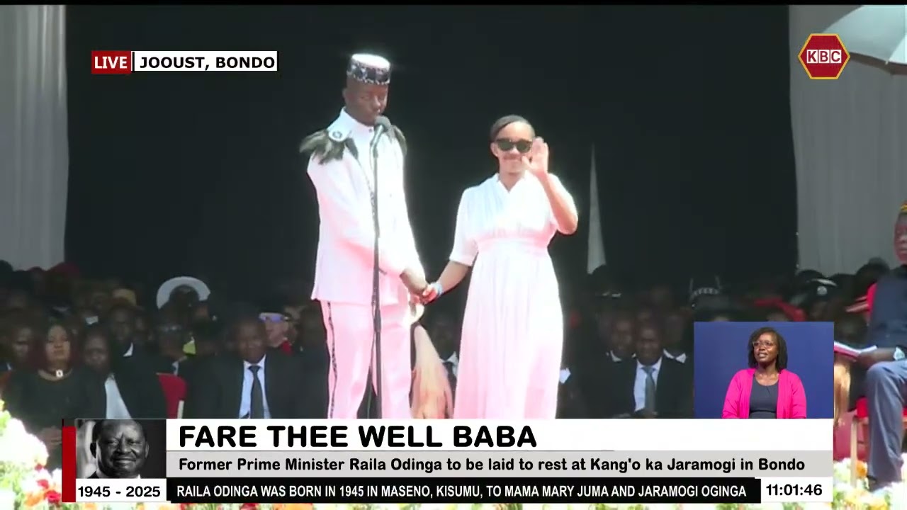 Raila Odinga Junior Eulogizes his Dad Raila Odinga During the Funeral Service in Bondo