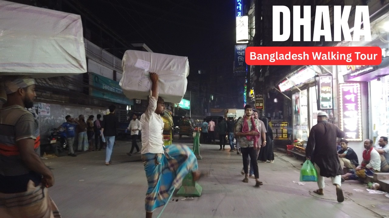Dhaka Chawkbazar Nightlife And People Busy Walking At Night.Bangladesh Walking 4k.