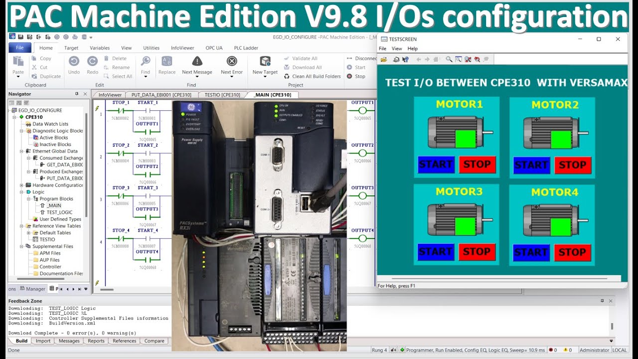 PAC Machine Edition V9.8 connect with CPE310 and VerSaMax IO EBI001 full tutorial