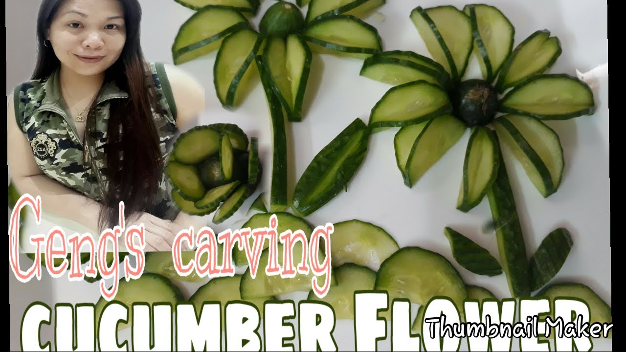How to make cucumber Flower#CuCumberDesign#CUCUMBERGARNISH#GENGScarving