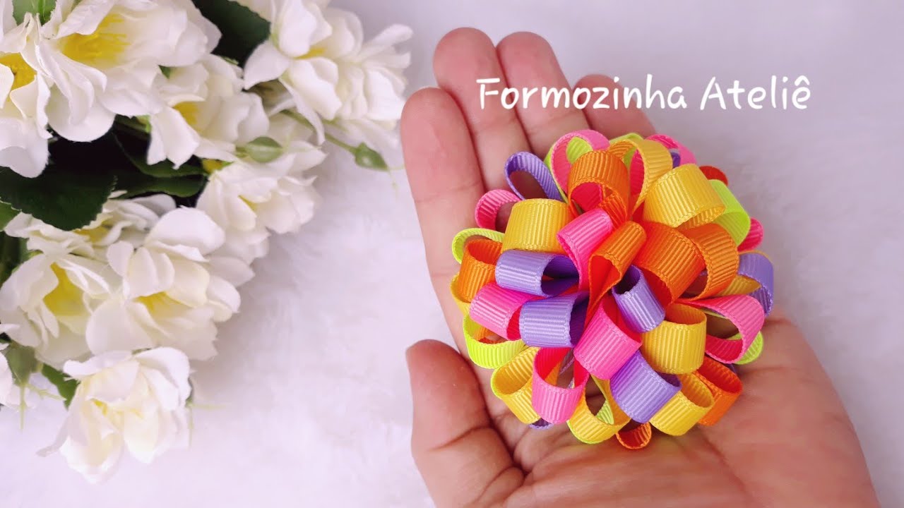 Pompom de fitas fácil de fazer