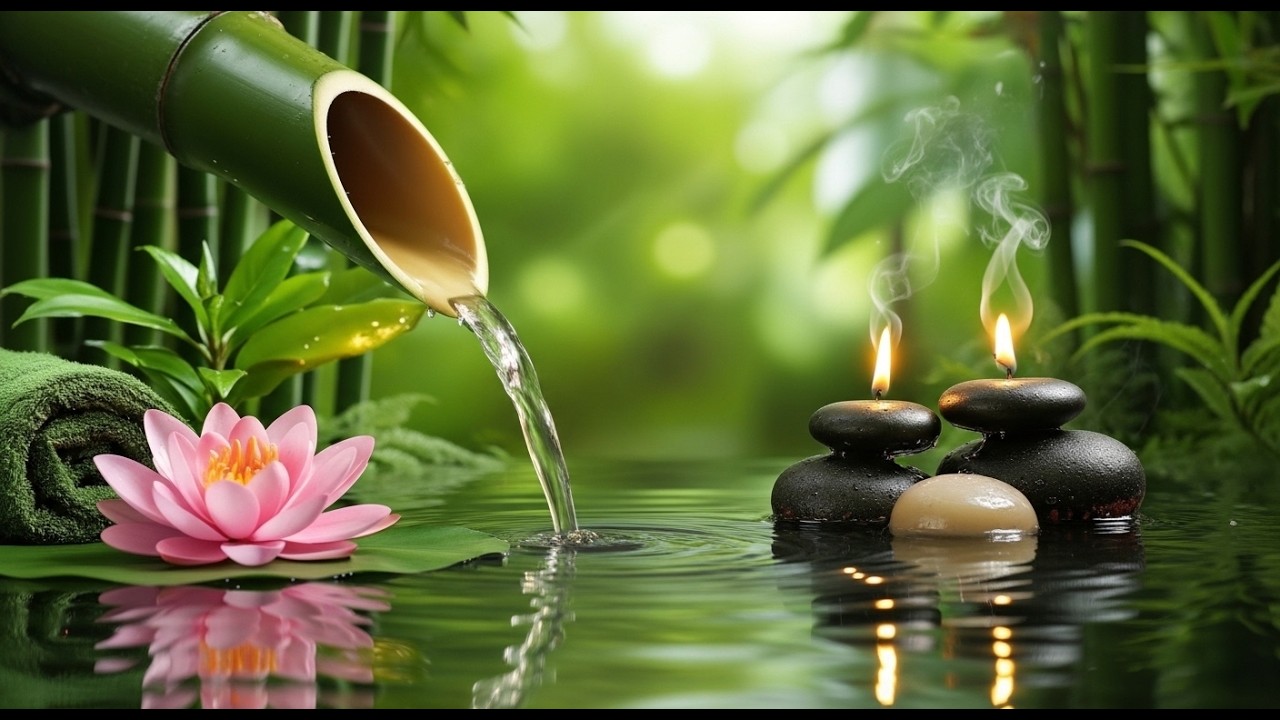 Relaxing Sleep Music with Bamboo Water Sound🌿Deep Sleep Music, Meditation, Calm Anxiety, Spa BGM