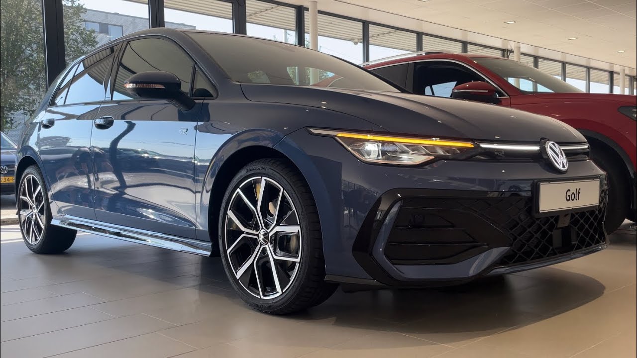 Volkswagen NEW Golf  SEL R-Line 2024 in 4K Anemone Blue 18 inch `Leeds&rdquo; walk around & detail inside