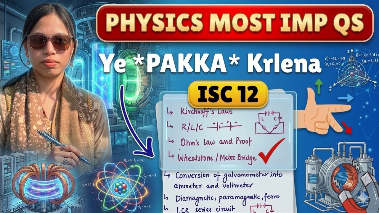 Physics Most Important Questions 🔥ISC 12 | Score 90+ Ye PAKKA* Krlena 💯