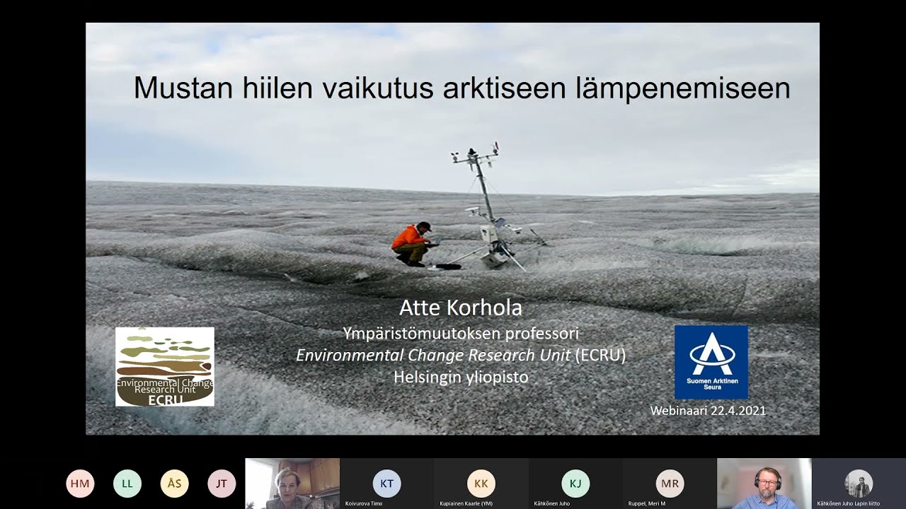 Suomen Arktisen Seuran Musta hiili-webinaari osa 2/6. professori Atte Korhola