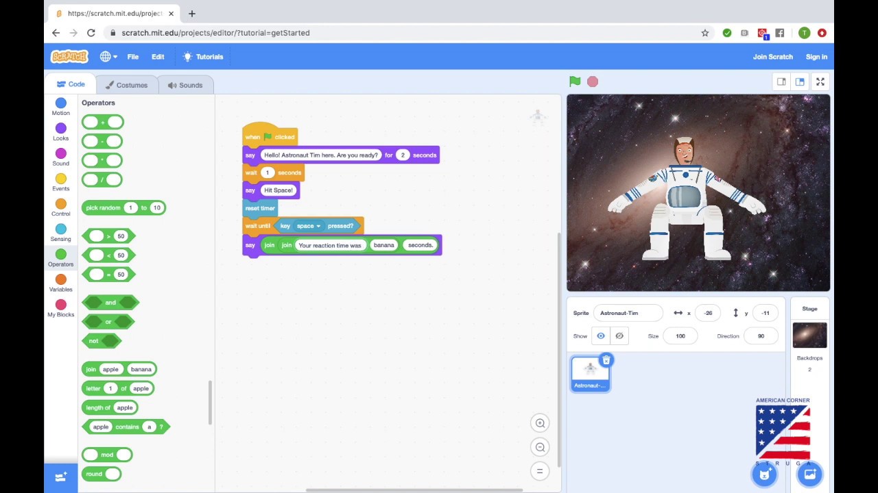 CoderDojo Scratch Project: Astronaut Game