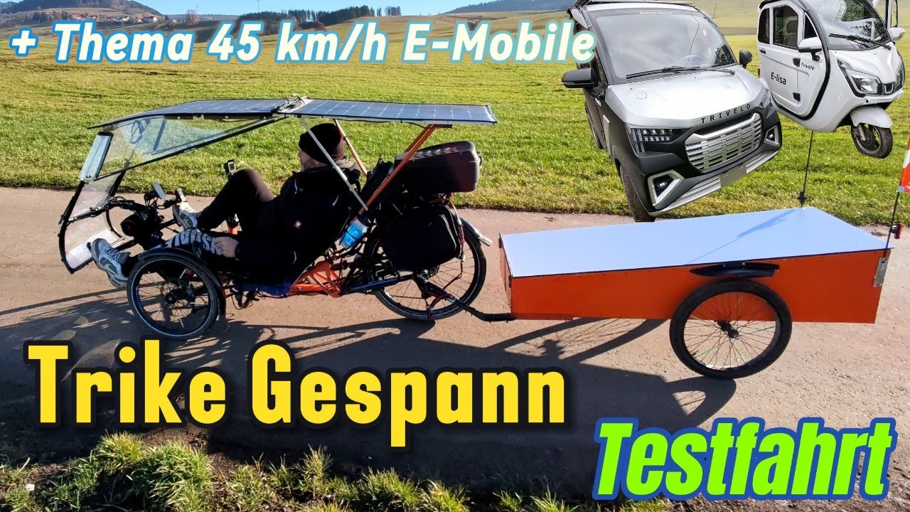 Trike-Gespann / Testfahrt mit Anhänger und 50Ah LiFePO4 Akku / 48V System
