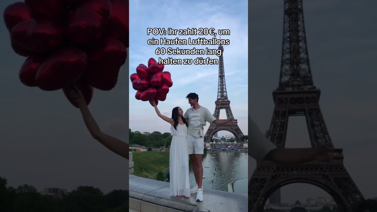 W&uuml;rdet ihr das machen? 😂 #herzen #luftballons #paris #liebe #p&auml;rchen #paar #p&auml;rchenvideo #teuer