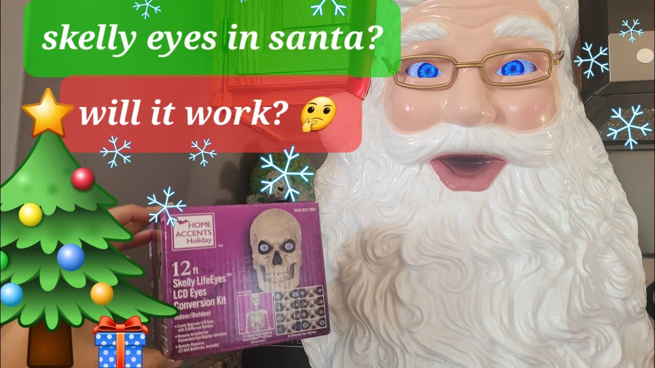 Changing out the 8ft Santa eyes from Home Depot to the LCD skeleton eye kit tutorial