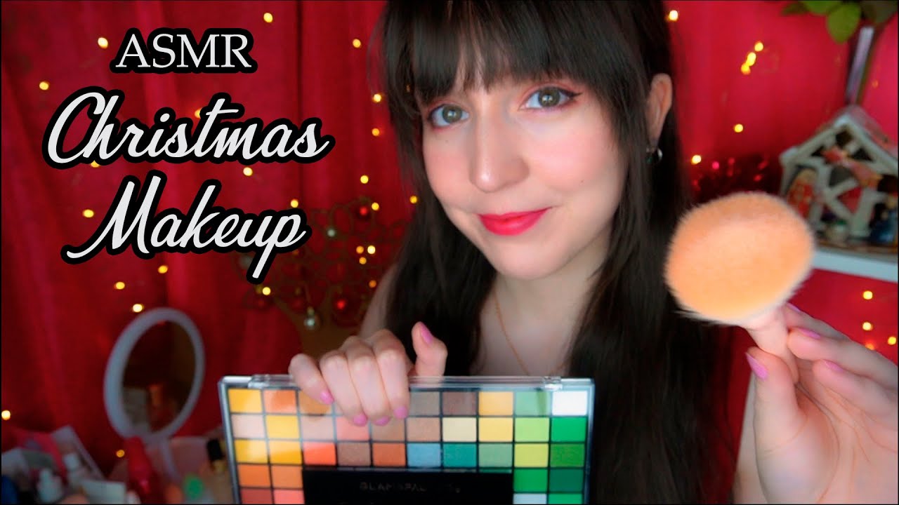 ⭐ASMR [Sub] Расслабляющий рождественский макияж для тебя! 🎄 (Тихая речь, многослойные звуки)