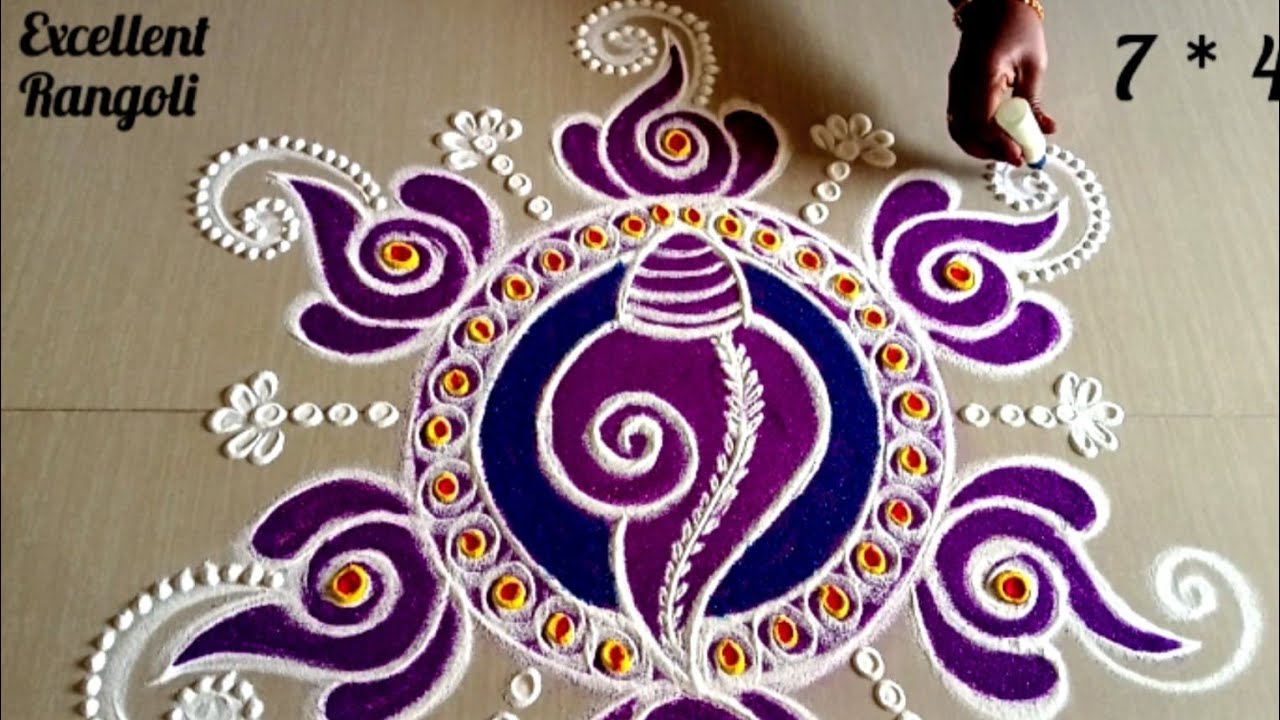 🪔Unique sangu🐚kolam🌺7*4 dots rangoli#yt #new #trending #video #viral #muggulu @excellentrangoli