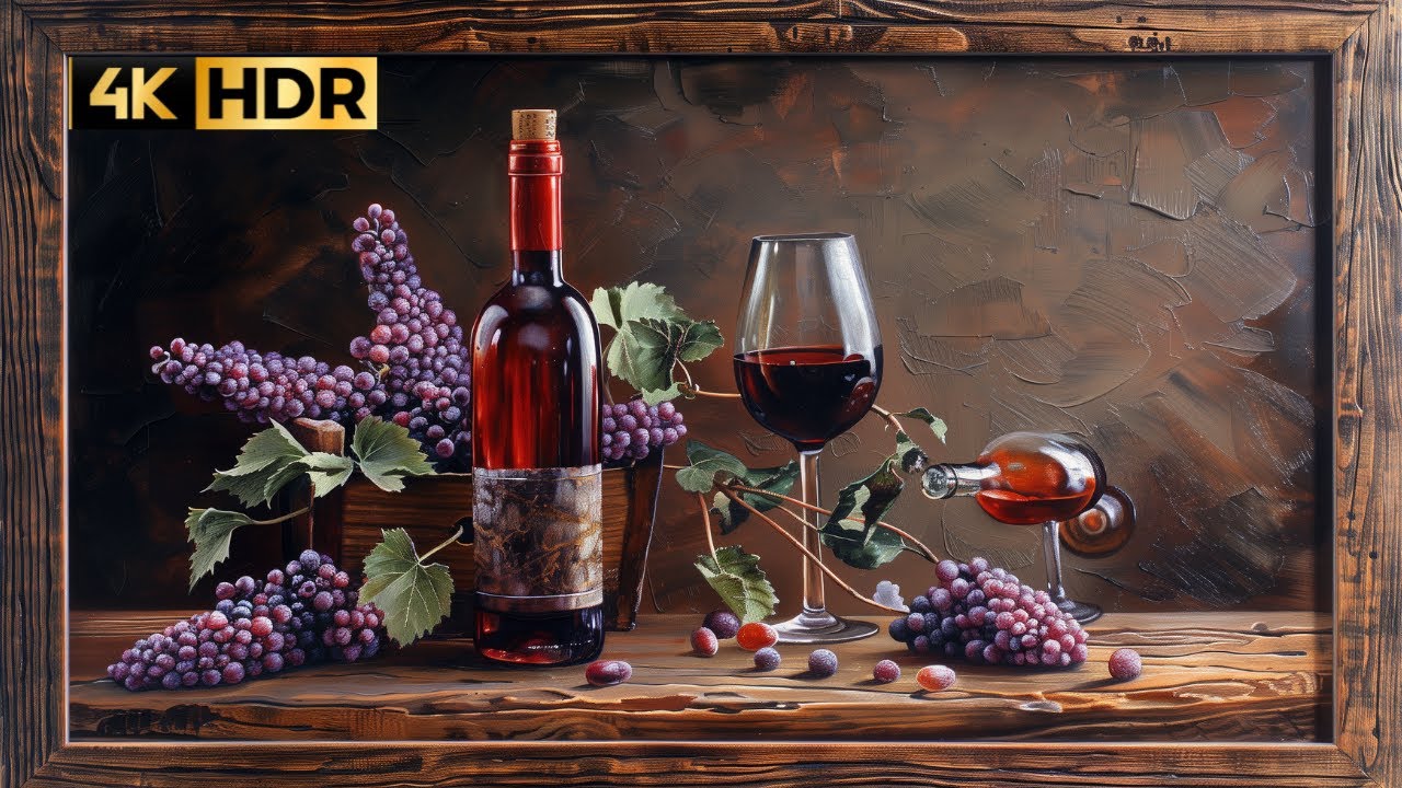 Relaxing Wine and Flower 🖼️ Art Screensaver for 4K Display | Beautiful Frame TV Visuals