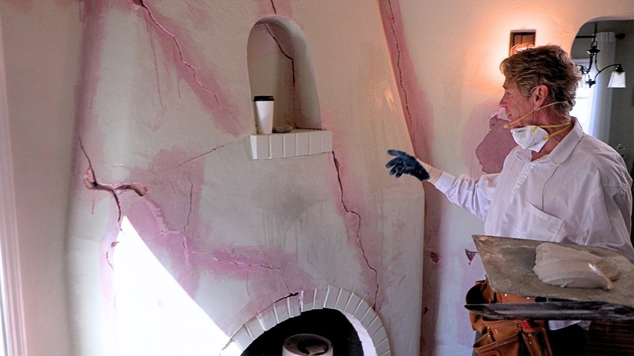 Repair interior cracks no sanding or dust with lime plaster or taping mud.