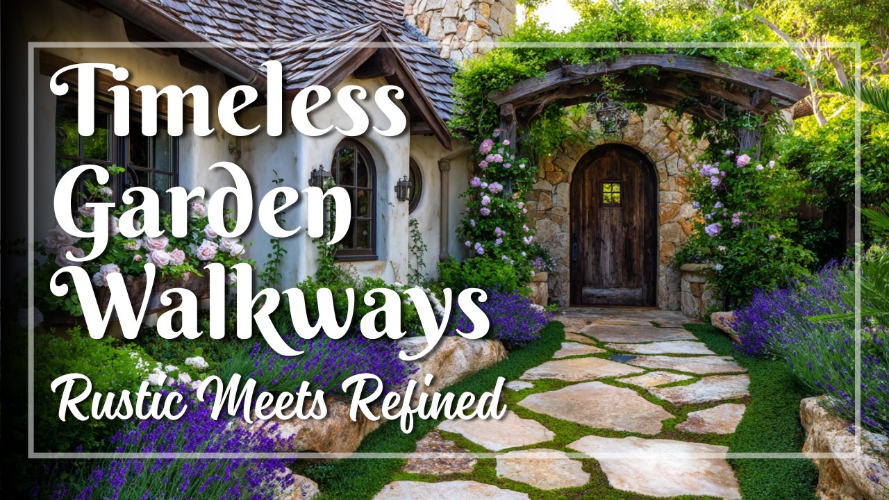 Vintage Stone Path Garden Landscaping Ideas 🪨 Rustic Craftsmanship with Refined Character