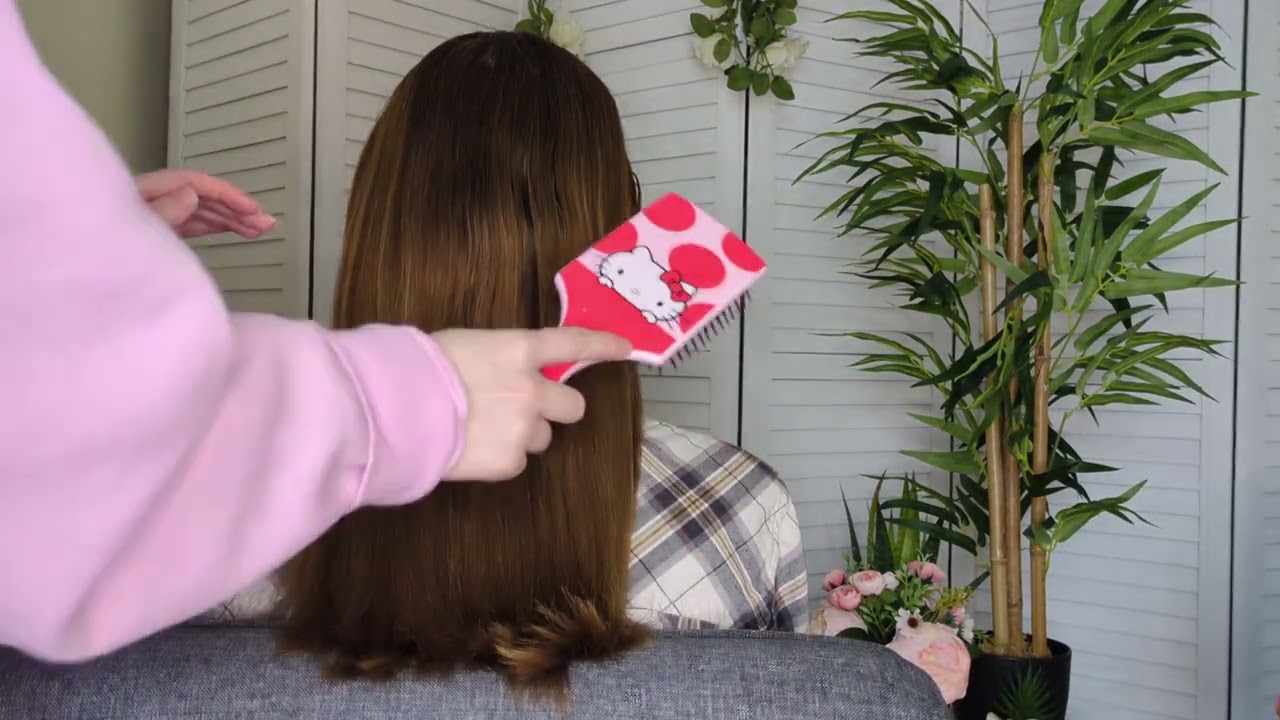 ASMR hair brushing and hair play. Real person ASMR.