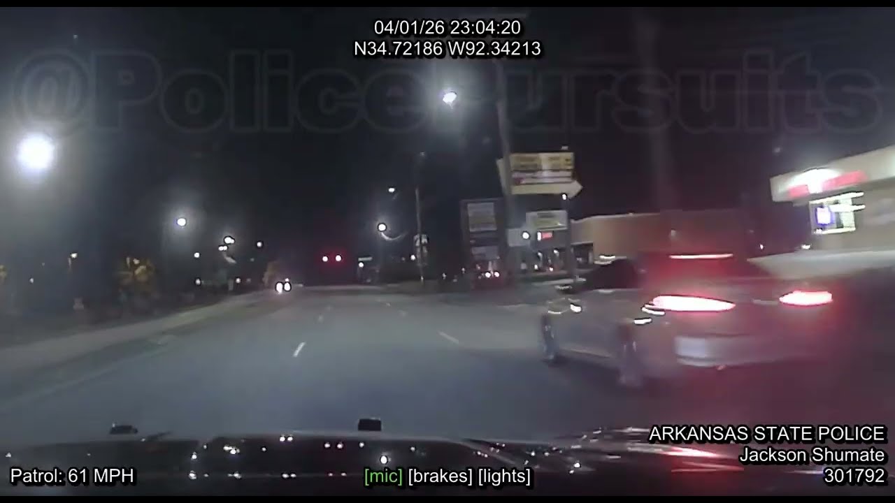 Погоня на автомобиле Honda Accord в жилых районах Литл-Рока - полиция штата Арканзас преследовала...