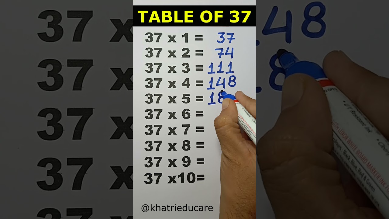 Table of 37, 37 ka pahada, Basic Maths #shorts #viral