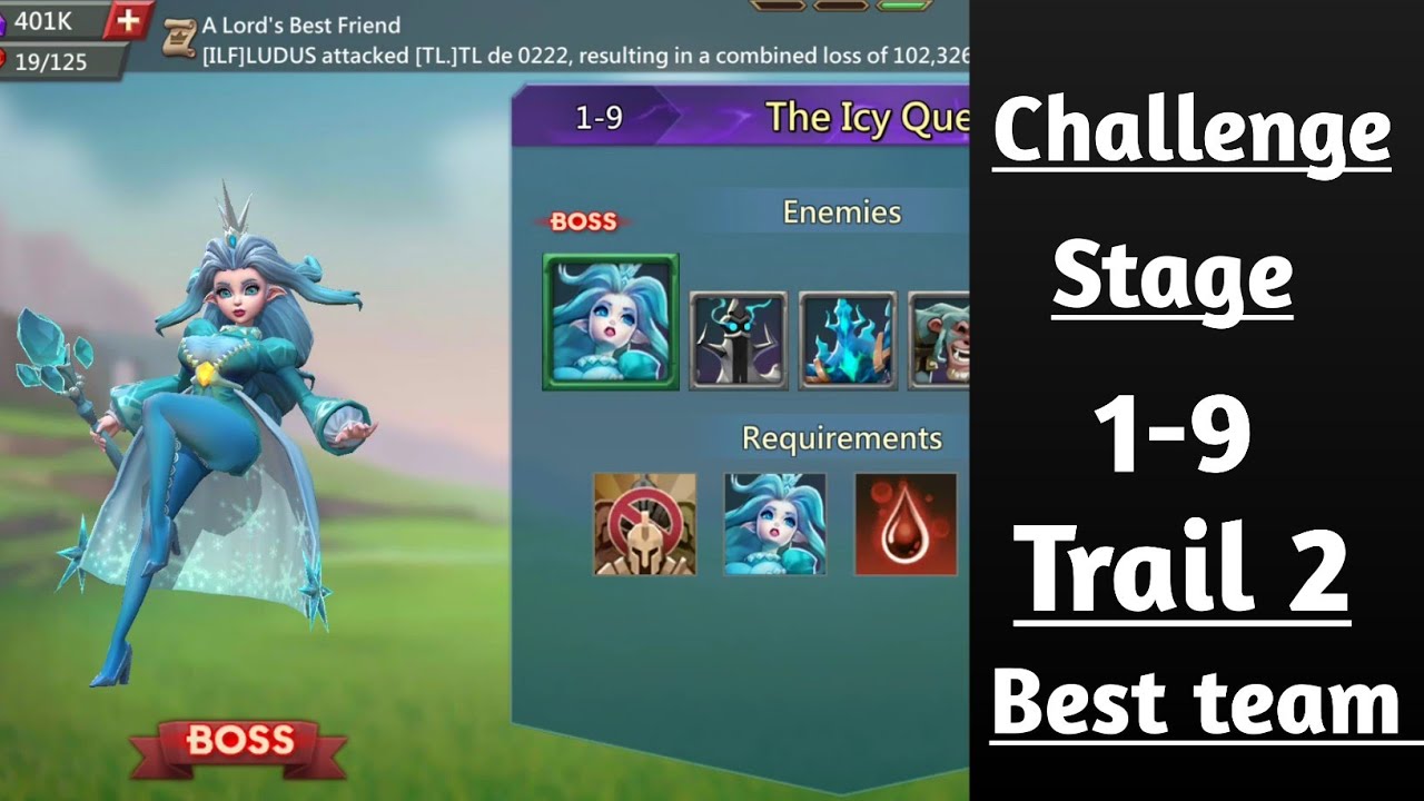 Lords mobile Challange stage 1-9 Trial 2 best F2P Team