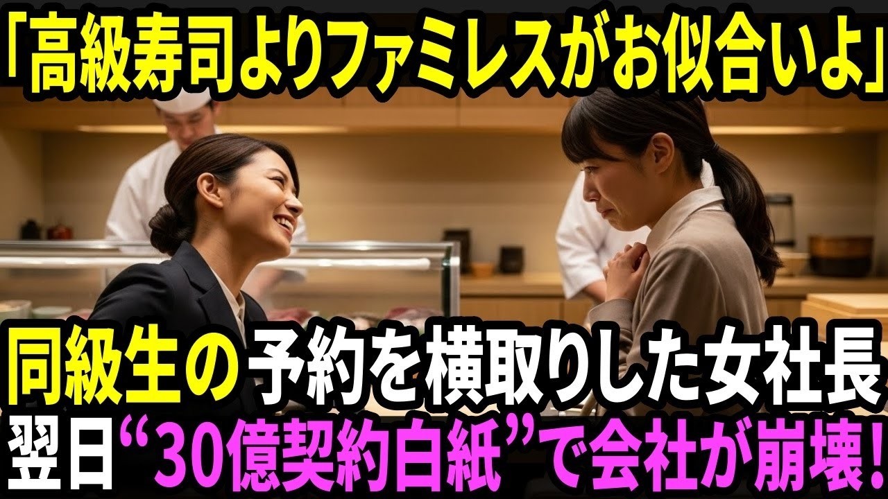 「あなたが高級寿司？生意気ね、ファミレスがお似合いよ」同窓会で同級生を見下した女社長　翌日“30億契約白紙”で会社が崩壊！