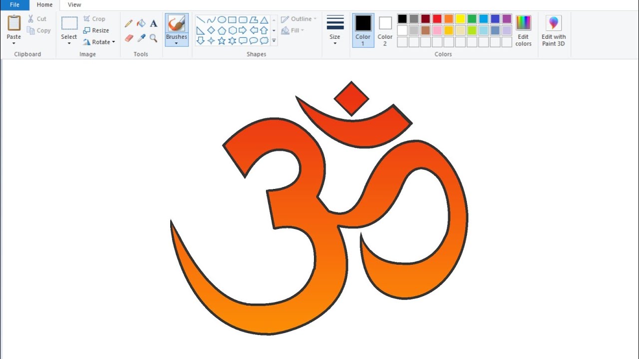 How to draw Beautiful OM Symbol in Computer Using Ms Paint | OM symbol Drawing.
