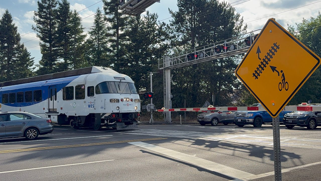 *Train Stops Firetruck* 1001 WES on SW Hall Blvd in Beaverton, OR