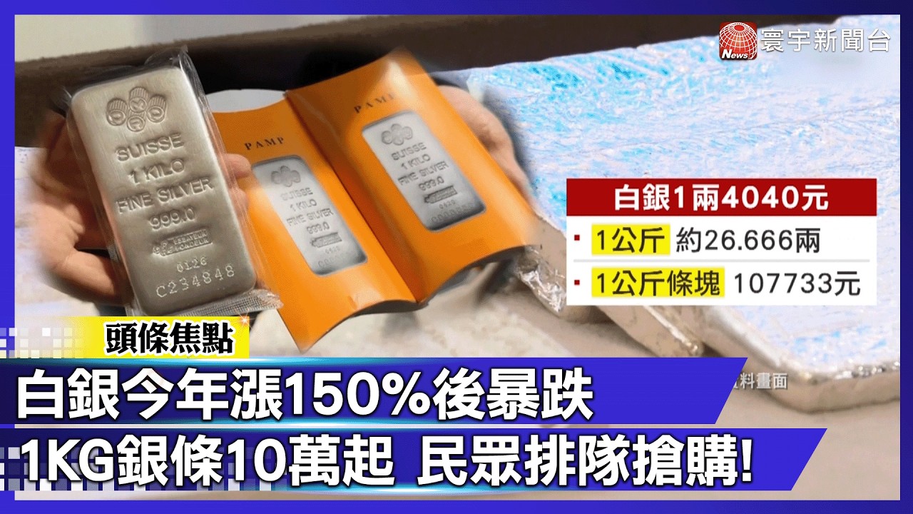 白銀2025漲1.5倍！表現超車黃金 銀價首破百美元暴跌！投資人搶進｜#寰宇新聞