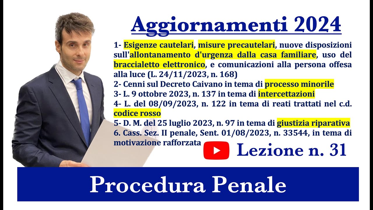 Procedura Penale, Lezione n.31: Aggiornamenti 2024