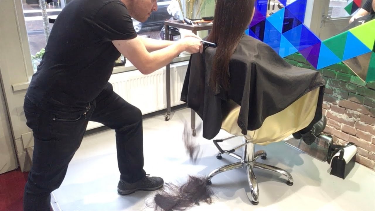 A long to graduated bob makeover haircut