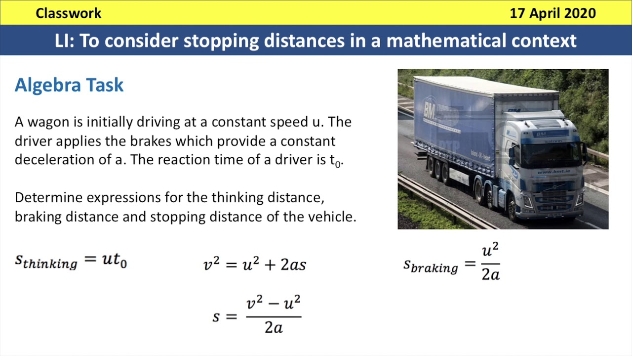 Stopping Distances A Level Physics Walkthrough