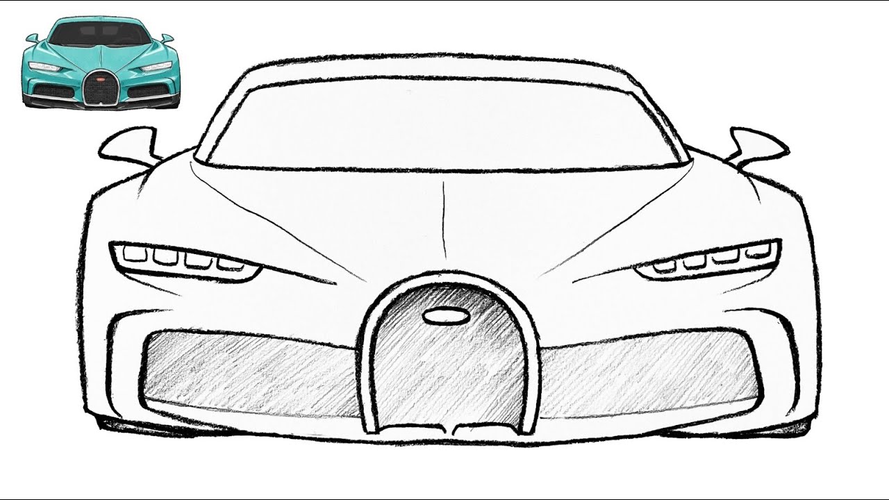 Luxury Bugatti Chiron Car Drawing | Simple Step by Step Supercar Pencil Art Tutorial