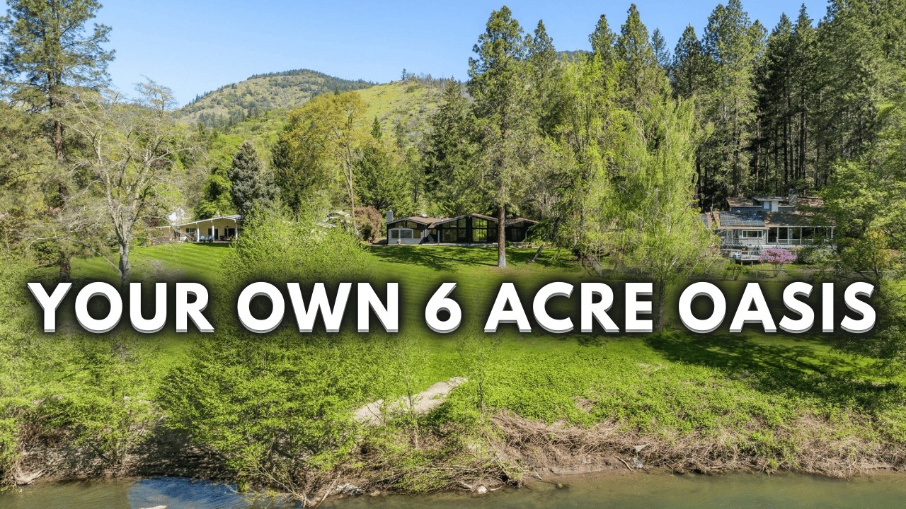 TOUR THIS RIVERFRONT ESTATE WITH SHOPS, GUEST HOUSE & 6 PRIVATE ACRES | GRANTS PASS, OREGON
