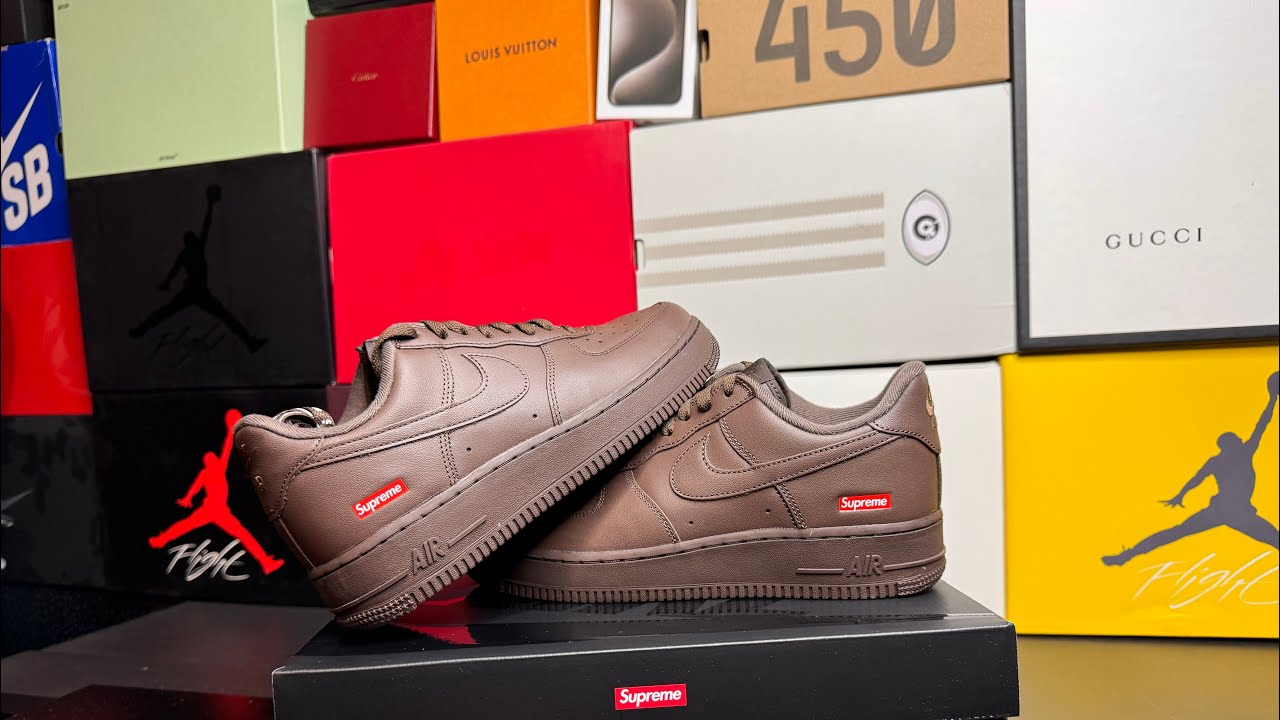 Unboxing the New Supreme x Nike Air Force 1 brown