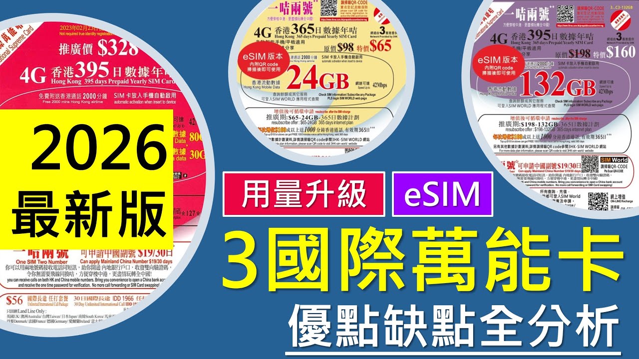[2026最新版]3國際萬能卡全攻略，新版年卡大升級 | 優點缺點 | MNP轉台、eSIM、養號碼 | 內地副號暫停申請