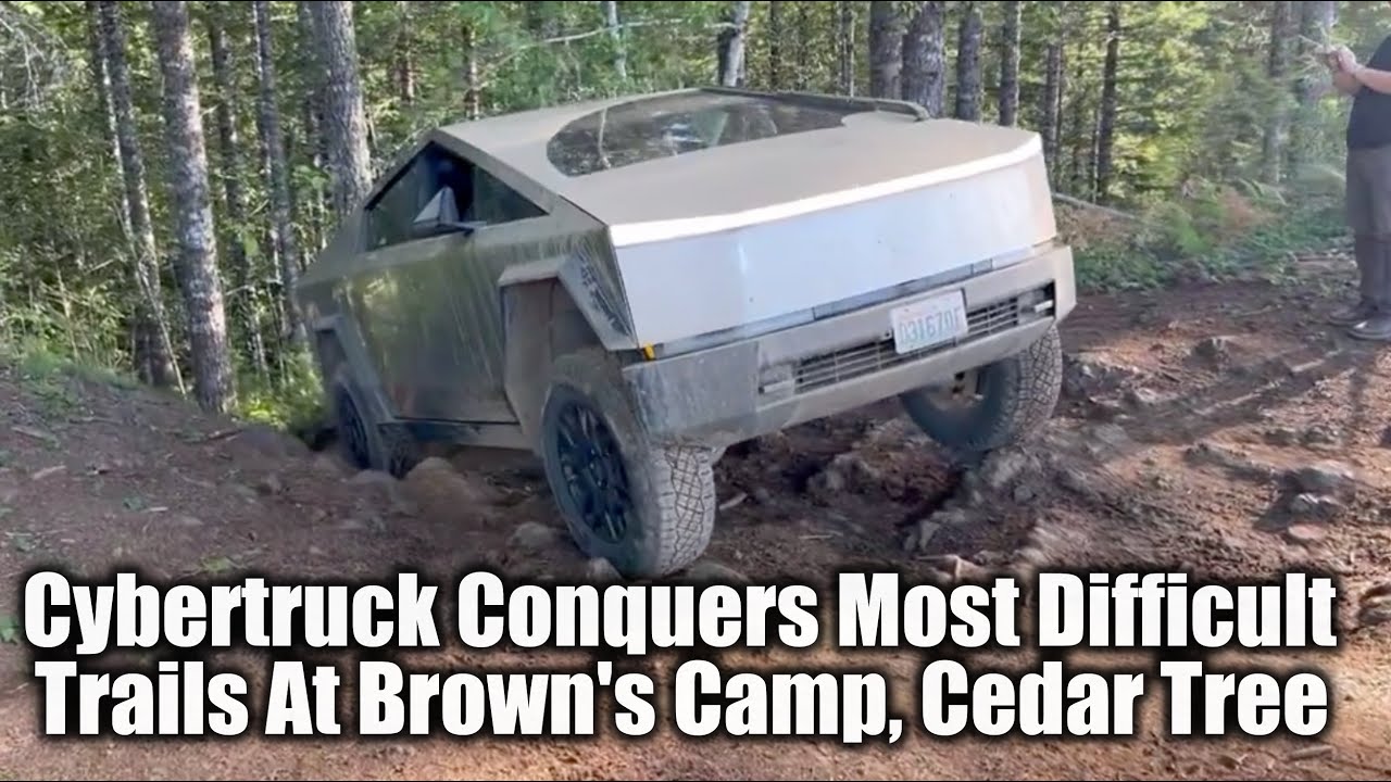 Cybertruck Conquers Most Difficult Trails At Brown's Camp, Cedar Tree